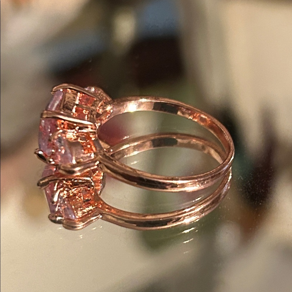 Rose Gold Plate Rhinestone Ring - Picture 8 of 12